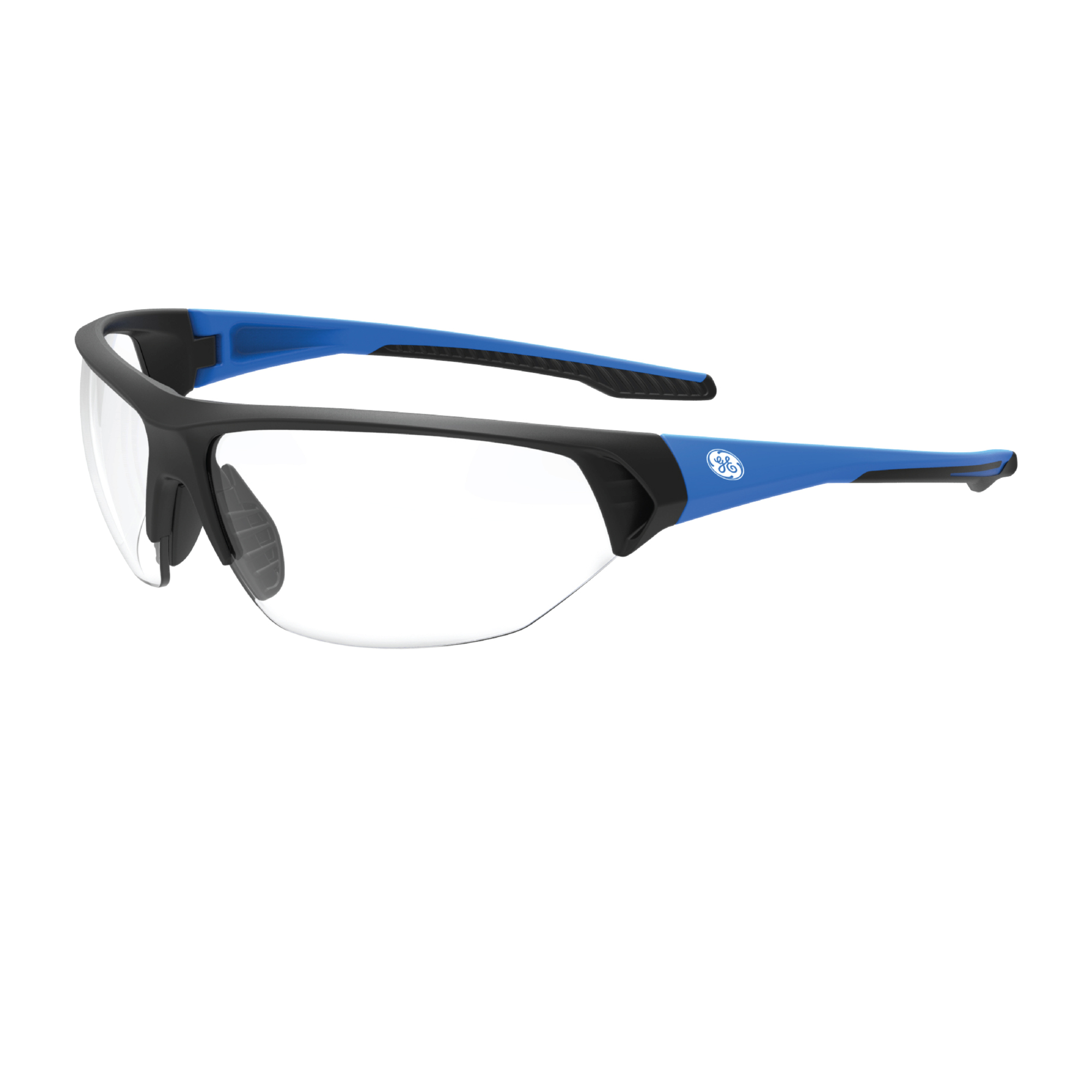 General Electric, Safety Glasses, Clear Lens, Anti-Scratch, Anti-Fog, Frame Color Blue, Lens Color Clear, ANSI Z87 Compliant, Model# GE206CAF
